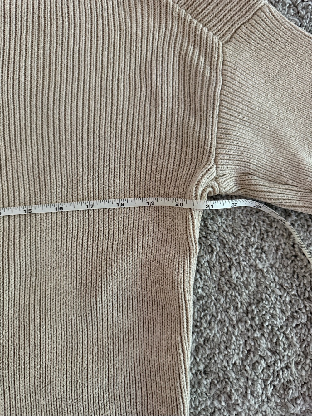 Abercrombie & Fitch Beige Rib-Knit Notch-Neck Polo Collar Sweater - Picture 9 of 11
